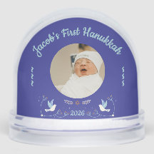 Baby’s First Hanukkah Custom Photo Snow Globe