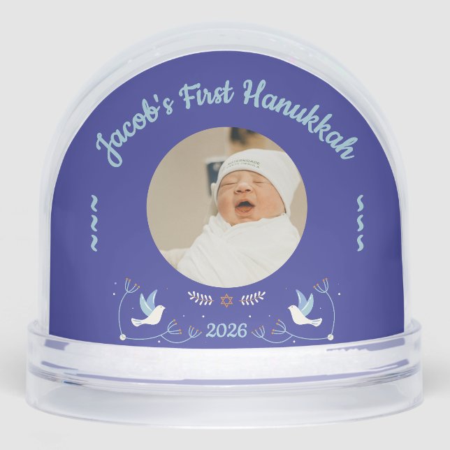 Baby’s First Hanukkah Custom Photo Snow Globe (Anverso)