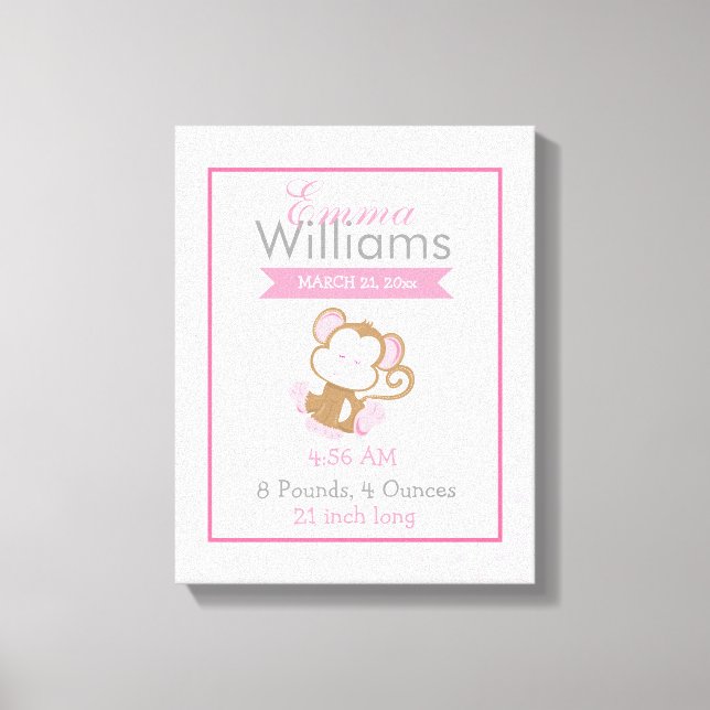 Baby Safari Regalo de arte de la guardería de mono (Anverso)