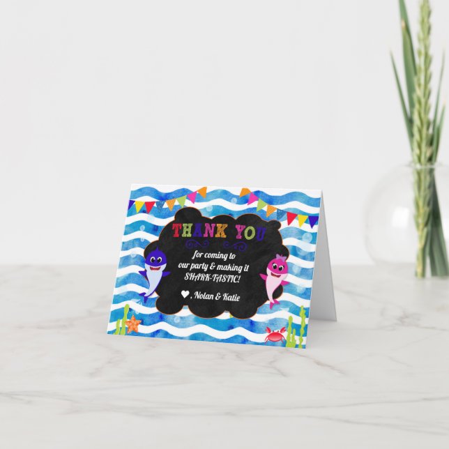 Baby Shark gracias Chica de tarjetas y cumpleaños  (Anverso)