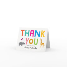 Baby Shower: Animales africanos: Nota de agradecim