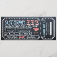 Baby Shower BBQ Ticket Invitaciones con Diaper Raf