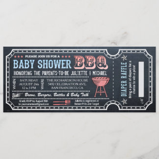 Baby Shower BBQ Ticket Invitaciones con Diaper Raf