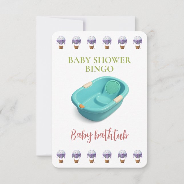 Baby Shower Bingo Card, Funny Game- Baby bathtub (Anverso)