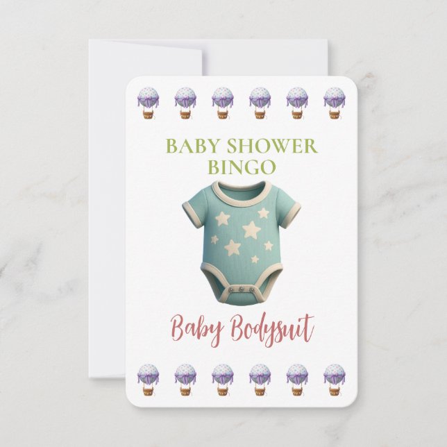Baby Shower Bingo Card, Funny Game- Baby Bodysuit (Anverso)