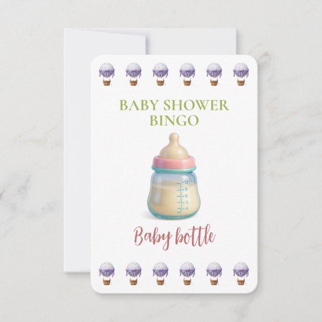Baby Shower Bingo Card, Funny Game- Baby Bottle (Anverso)