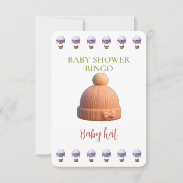 Baby Shower Bingo Card, Funny Game- Baby Hat (Anverso)