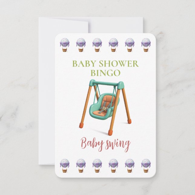 Baby Shower Bingo Card, Funny Game- Baby swing (Anverso)