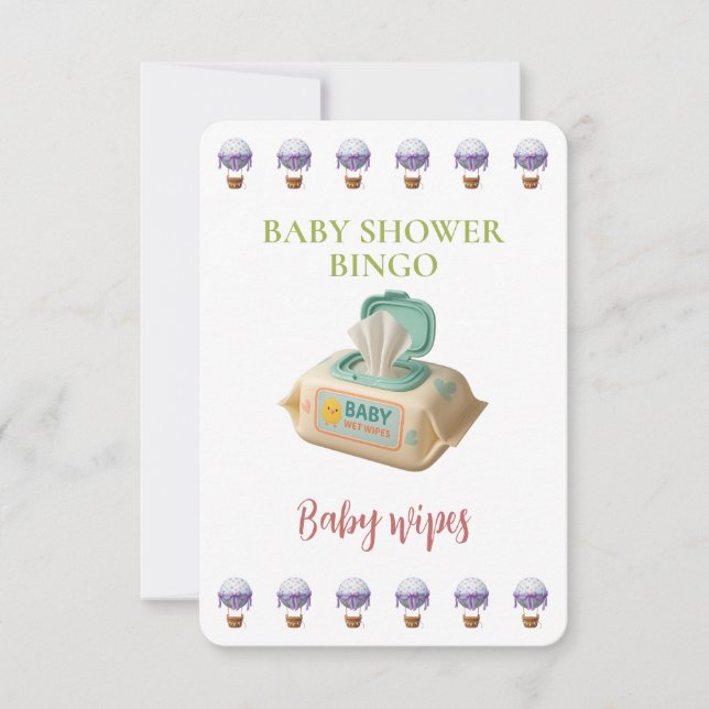 Baby Shower Bingo Card, Funny Game- Baby Wipes (Anverso)