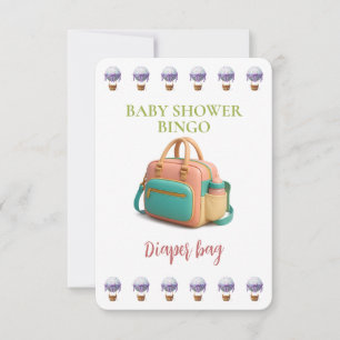 Baby Shower Bingo Card, Funny Game- Diaper bag