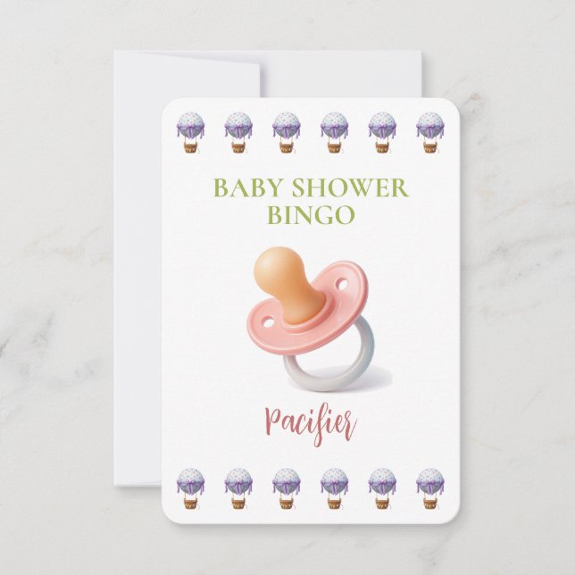 Baby Shower Bingo Card, Funny Game- Pacifier (Anverso)
