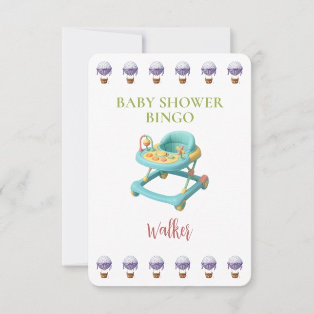 Baby Shower Bingo Card, Funny Game- Walker (Anverso)