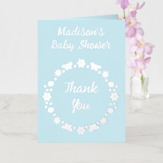 Baby Shower Blue Baby Boy Butterflies and Flowers (Orquídea)