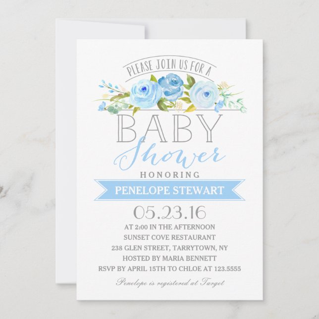 Baby Shower Blue | Invitación de Baby Shower (Anverso)