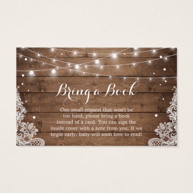 Baby Shower Book Request Rustic Wintic Snow (Anverso)