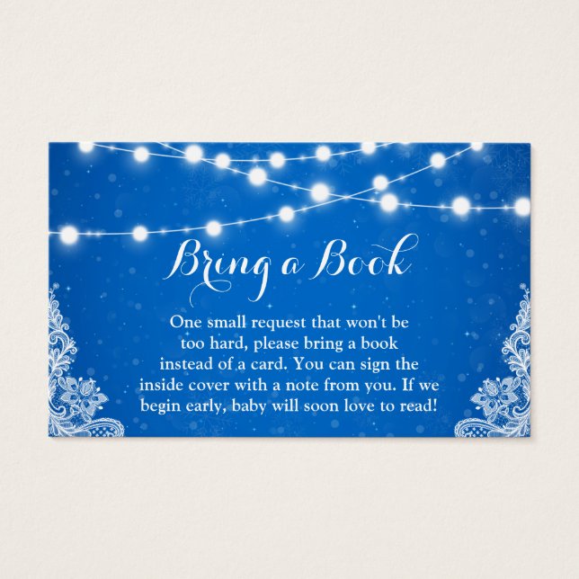 Baby Shower Book Request Winter Blue Snowflakes (Anverso)
