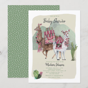 Baby Shower Boy Llamas y cactus Invitaciones