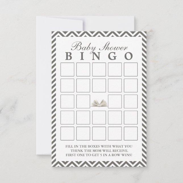 Baby Shower Bring un libro Chevron Bingo Cards (Anverso)