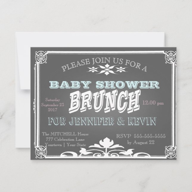 Baby Shower | BRUNCH | Invitación a Chalkboard (Anverso)