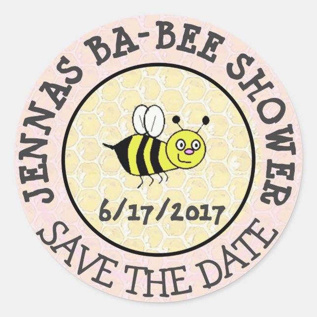 Baby Shower Bumble Bee Pegatina Guardar la fecha (Anverso)