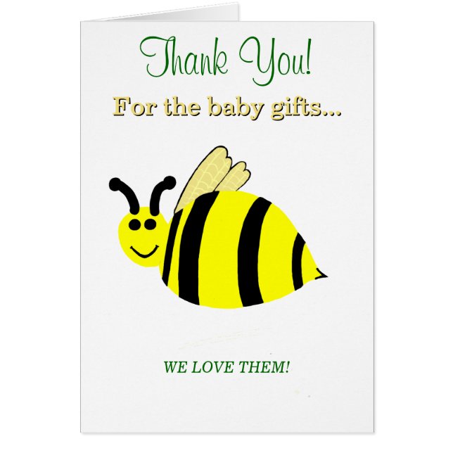 Baby Shower Bumble Bee Thank You (Frente)