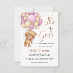 Baby Shower, Chica de los globos rosados del oso