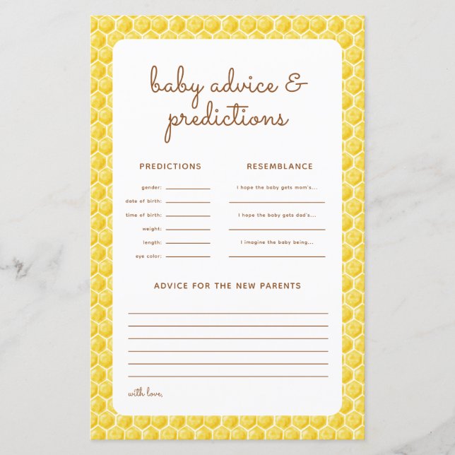 Baby Shower ¿Cómo lo hará? Tarjeta de predicciones (Anverso)