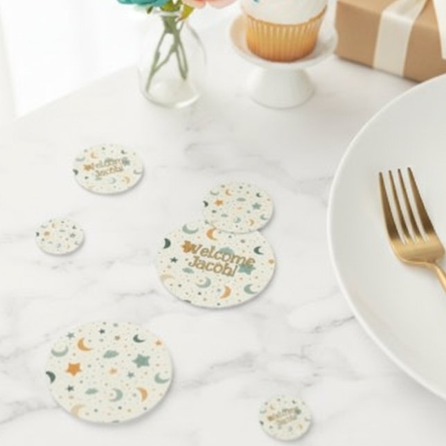 Baby Shower Confetti Boho Moon Stars Theme (Boho Baby shower table confetti)