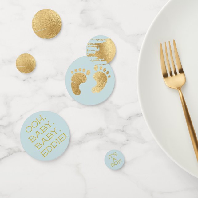 Baby Shower Confetti Classic Blue N Gold (Grupo)