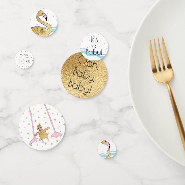 Baby Shower Confetti Gold Mommy N Baby Flamingo (Grupo)