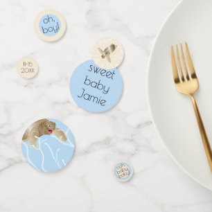 Baby Shower Confetti Turtle Blue and Cream