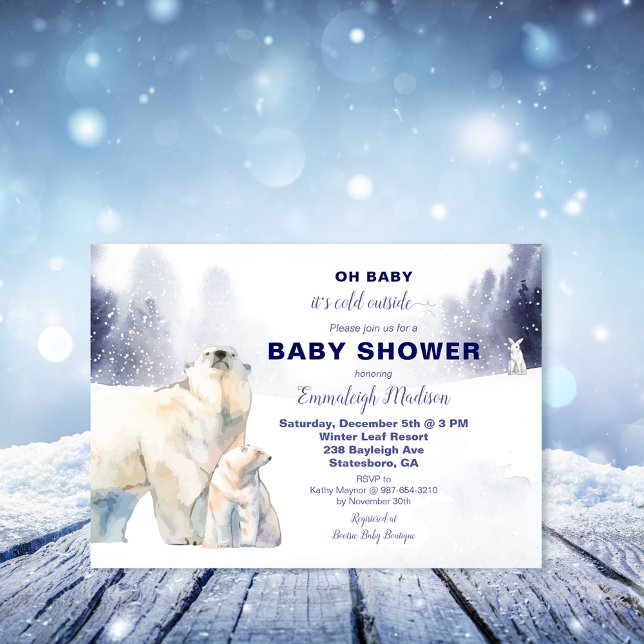 Baby Shower de acuarela de oso polar (Subido por el creador)