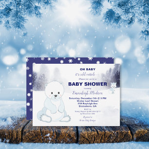 Baby Shower de acuarela de oso polar
