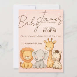 Baby Shower de animales salvajes o invitación de c