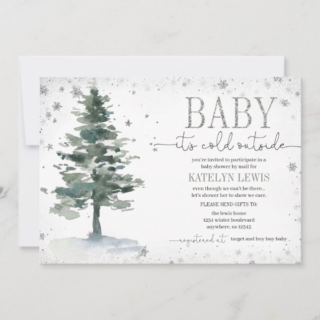 Baby Shower de árbol de Navidad por invitación de  (Anverso)