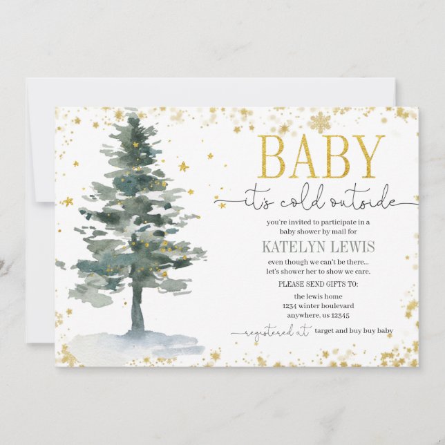 Baby Shower de árbol de Navidad por invitación de  (Anverso)
