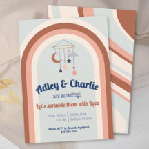 Baby Shower de arco iris retro Groovy neutral de g