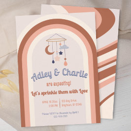 Baby Shower de arco iris retro Groovy neutral de g