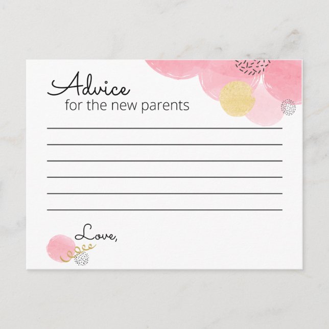 Baby Shower de burbujas rosadas - Tarjeta de conse (Anverso)