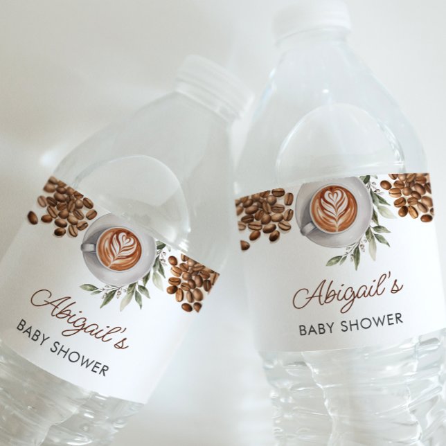 Baby Shower de café - Etiqueta del frasco de agua (Coffee Baby Shower - Water Bottle Label)