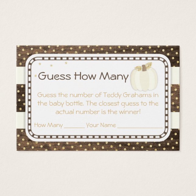 Baby Shower de calabaza adivina cuántos, madera y  (Anverso)