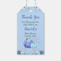Baby Shower De Calabaza Azul Gracias Etiquetas Fav