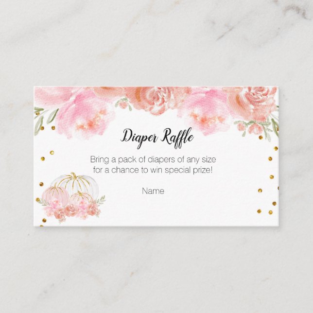 Baby Shower de calabaza floral - Tarjeta Raffle de (Anverso)