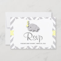 Baby Shower de elefante amarillo y gris - RSVP