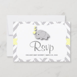Baby Shower de elefante amarillo y gris - RSVP