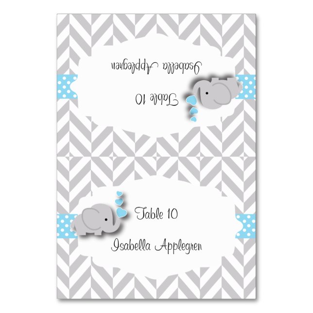Baby Shower de Elefante Azul y Gris | Tarjetas de  (Anverso)