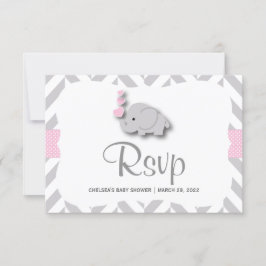 Baby Shower de Elefante Rosa y Gris - RSVP