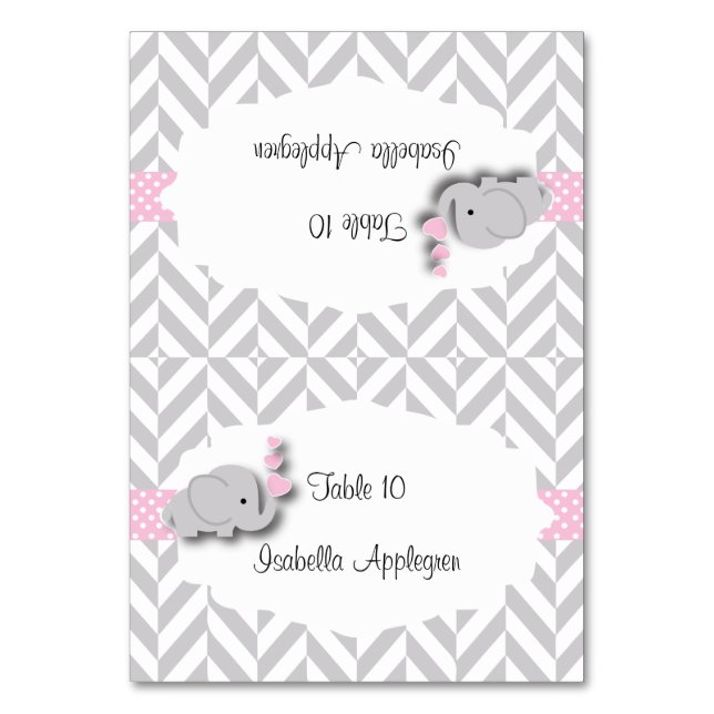 Baby Shower de Elefante Rosa y Gris | Tarjetas de  (Anverso)