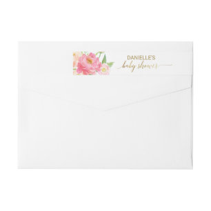 Baby Shower de flores de peones rosados y melocoto