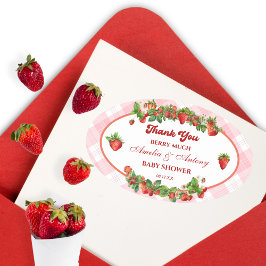 Baby Shower de fresa rosa Gracias Pegatina